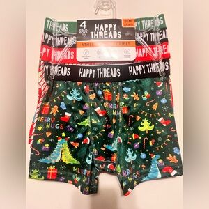Happy Treads Boys Holiday 4 Pack Athletic Boxer Briefs Size XS 4-5